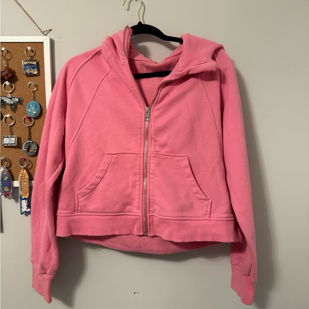 Pink Zip-Up Hooded Sweatshirt
